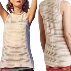 Dolan Left Coast Anthropologie Ribbed Sleeveless Mock Cotton Linen Top Petite XS